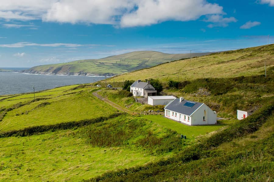 Irish cottage overlooking sea