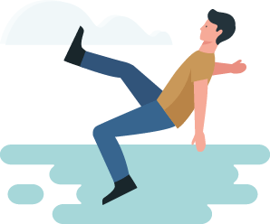 Man slipping over puddle